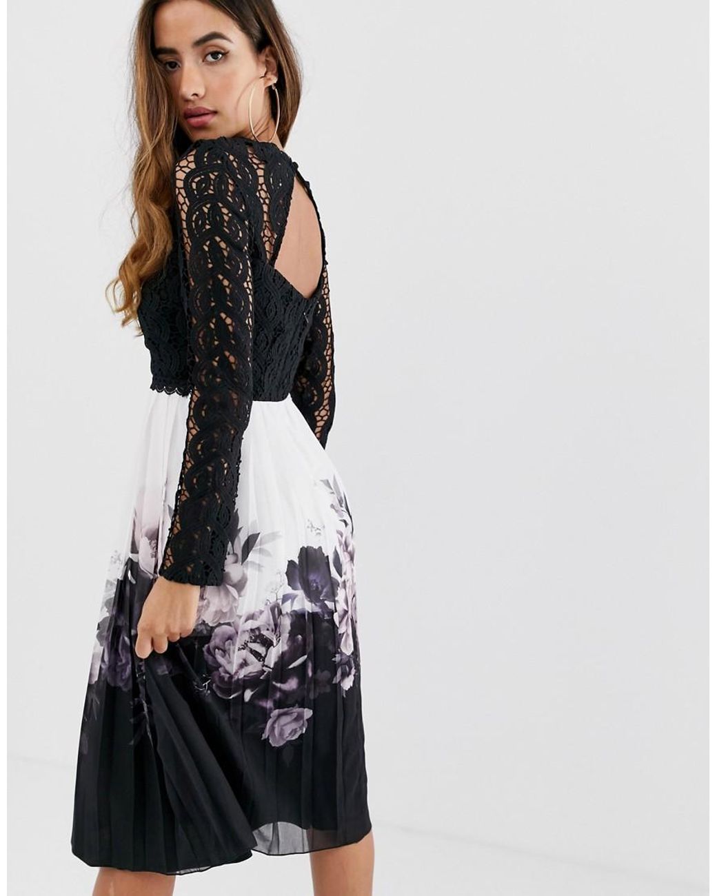 Lipsy lace top 2 in 1 pleated skirt midi clearance dress