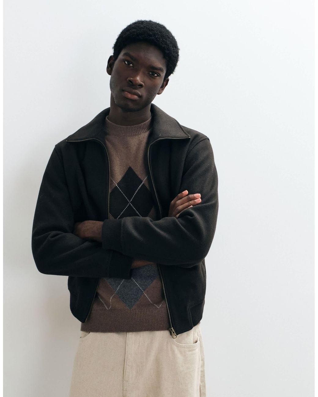 Mango Black Tailored Bomber Jacket for men