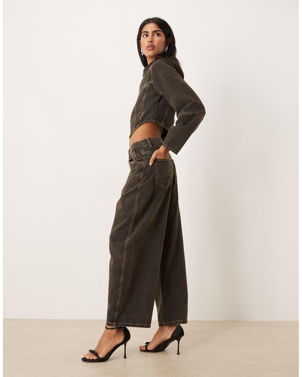 ASOS Natural Low Rise Barrel Jeans
