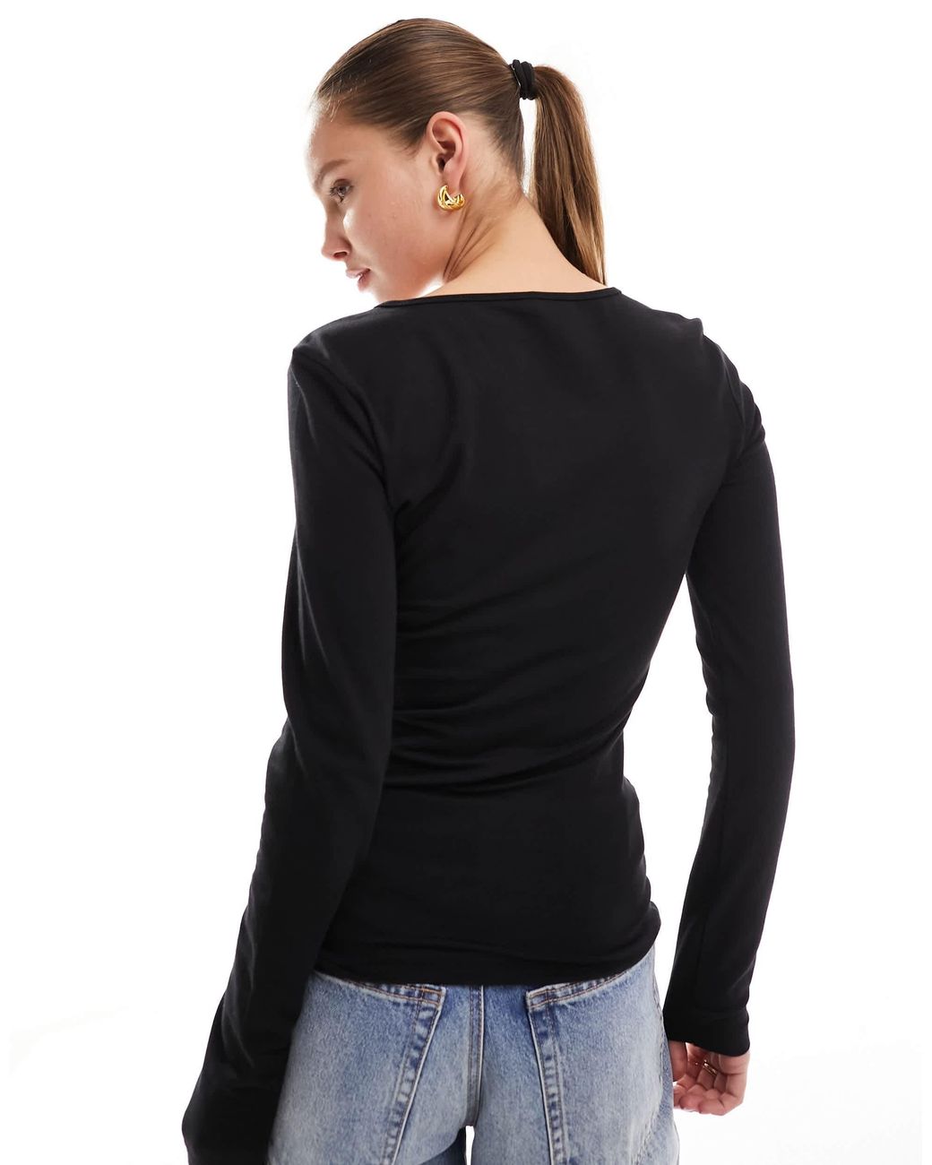 ONLY Black Long Sleeve Crew Neck Top