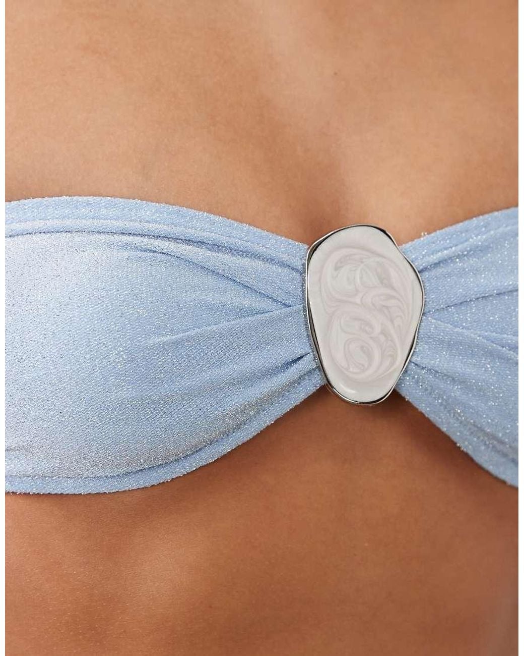 South Beach Blue Glitter Bandeau Bikini Top