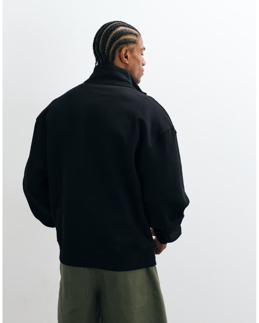 ASOS Black Premium Heavyweight Oversized Quarter Zip Sweatshirt for men