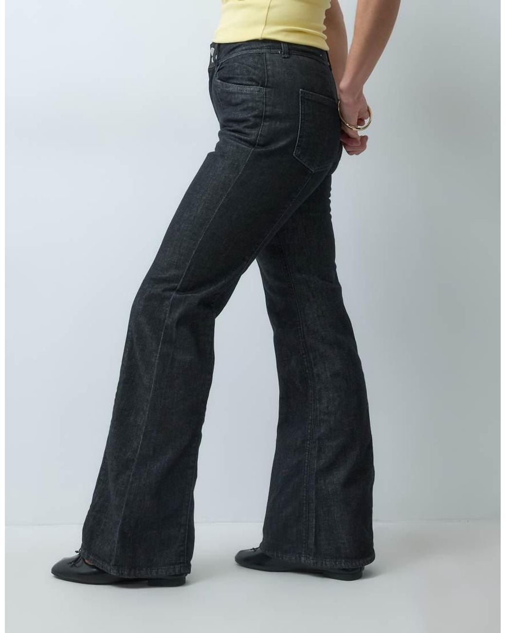 Vero Moda Black Hazel High Rise Seam Detail Flared Jeans