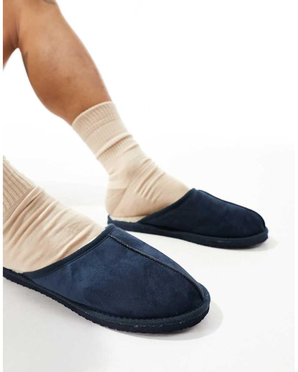 Jack & Jones Blue Faux Suede Slippers for men
