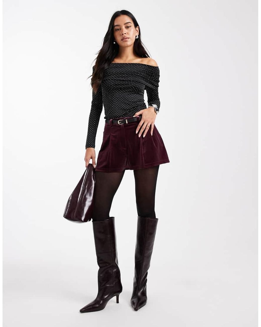 Miss Selfridge Black Tailo Velvet Micro Short