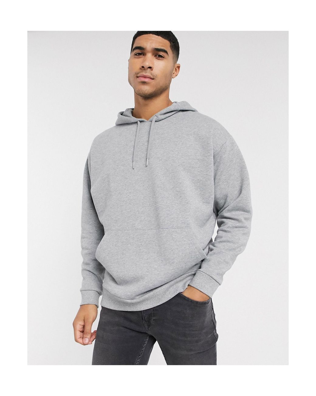 ASOS Cotton Oversized Hoodie in Grey Marle (Grey) for Men - Lyst