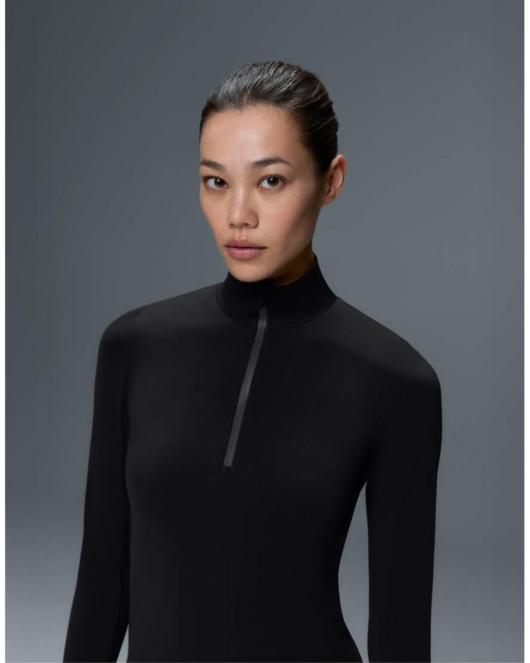 Oysho Black Half-zip Base Layer T-shirt