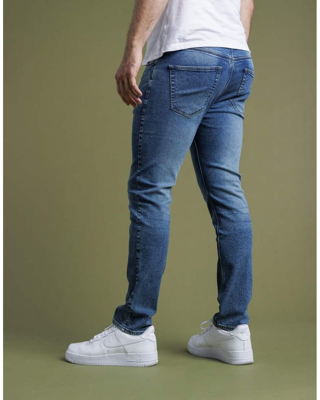 French Connection Blue Cotton Slim Fit Stretch Denim Jeans for men