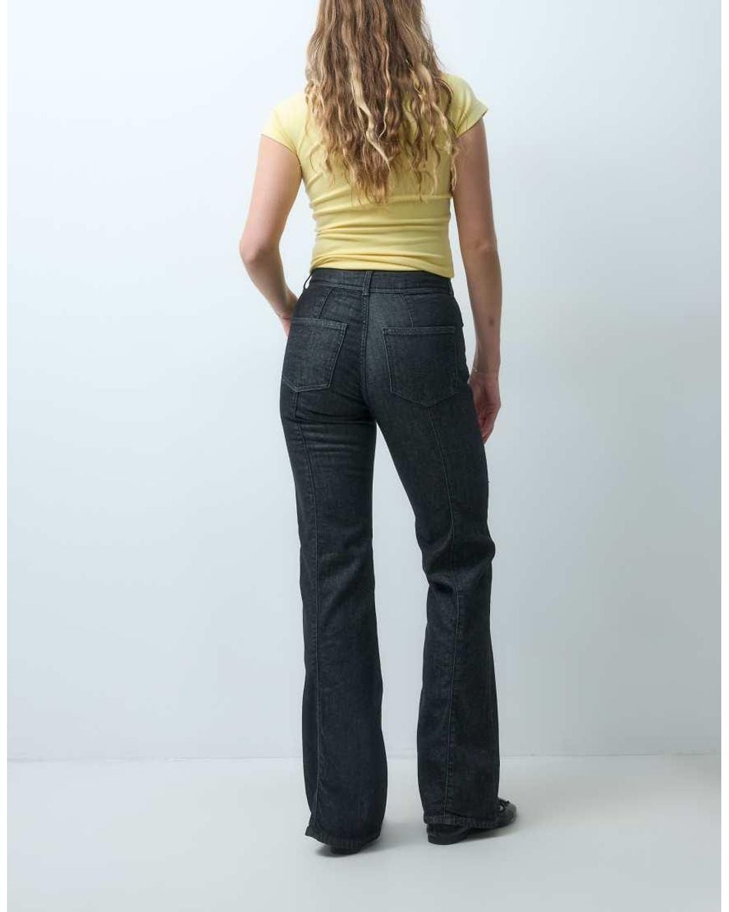 Vero Moda Black Hazel High Rise Seam Detail Flared Jeans