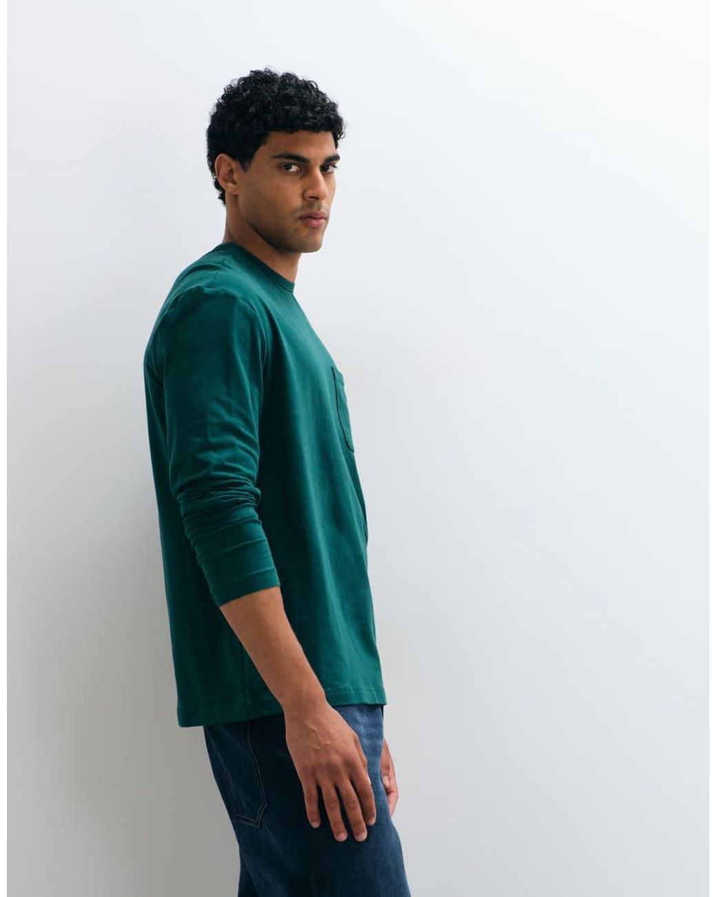 Calvin Klein Blue Monogram Long Sleeve Crew Neck T-Shirt for men