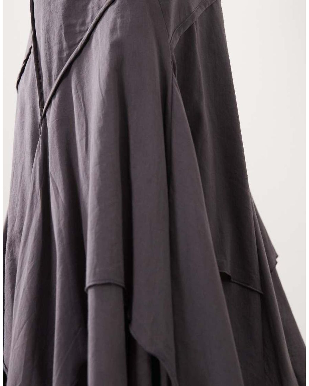 ASOS Gray Asos Design Petite Asymmetric And Seam Detail Midi Skirt
