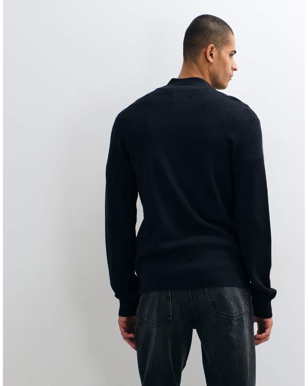 Threadbare Blue Zip Thru Knitted Cardigan for men