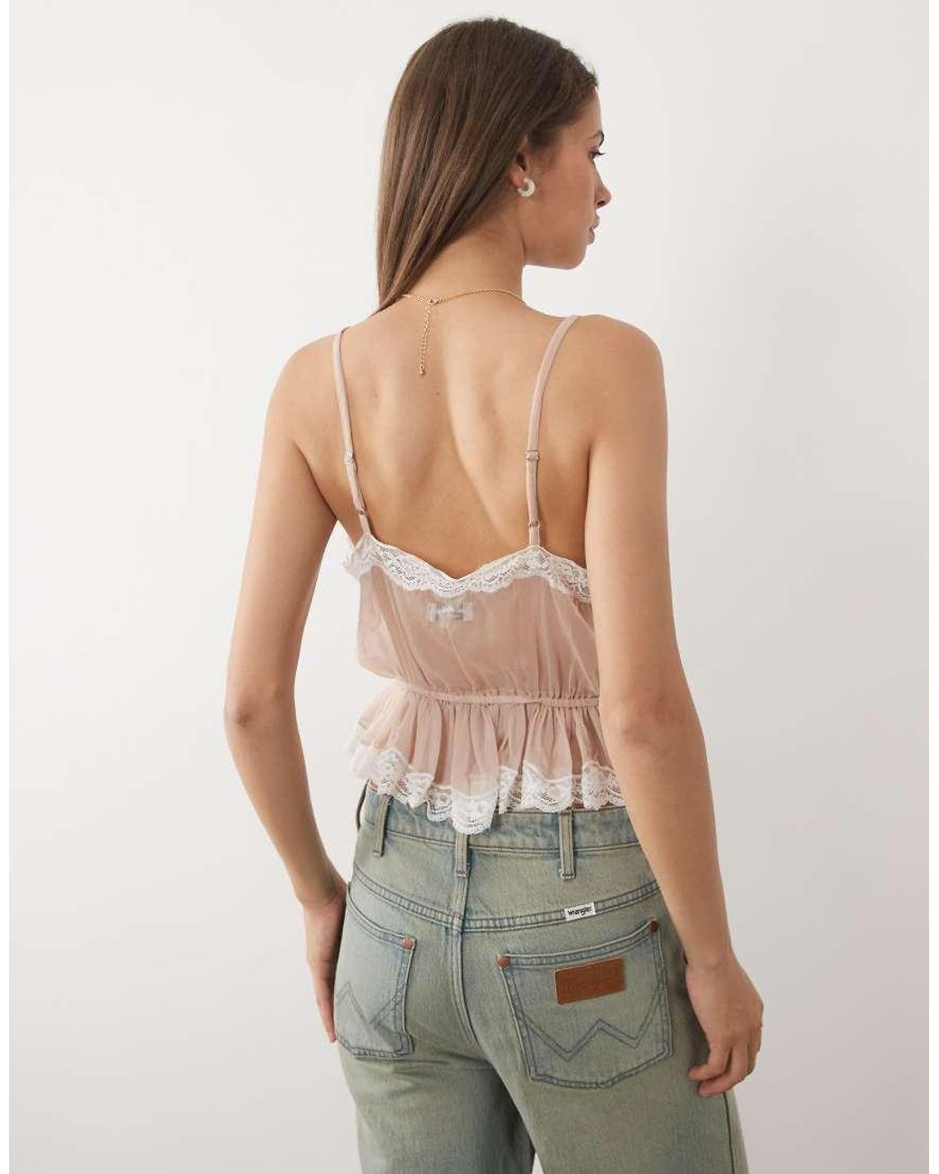 Miss Selfridge Pink Chiffon Cami Co-ord With Tie Detail