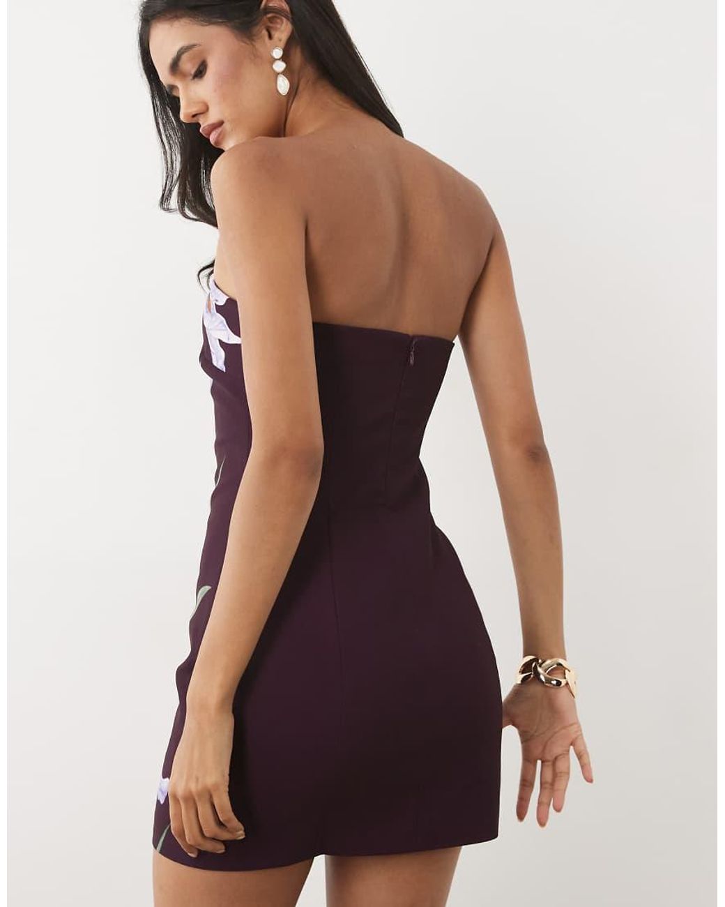JW PEI Multicolor Iris 3d Floral Structured Bandeau Mini Dress