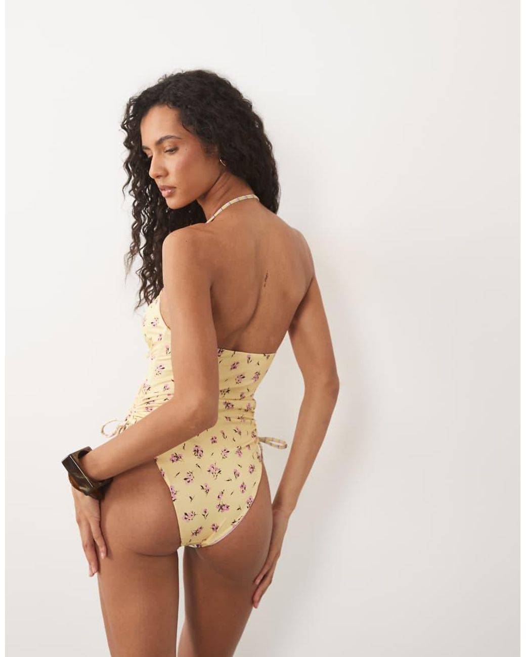 ASOS Yellow Imogen Check Swimsuit