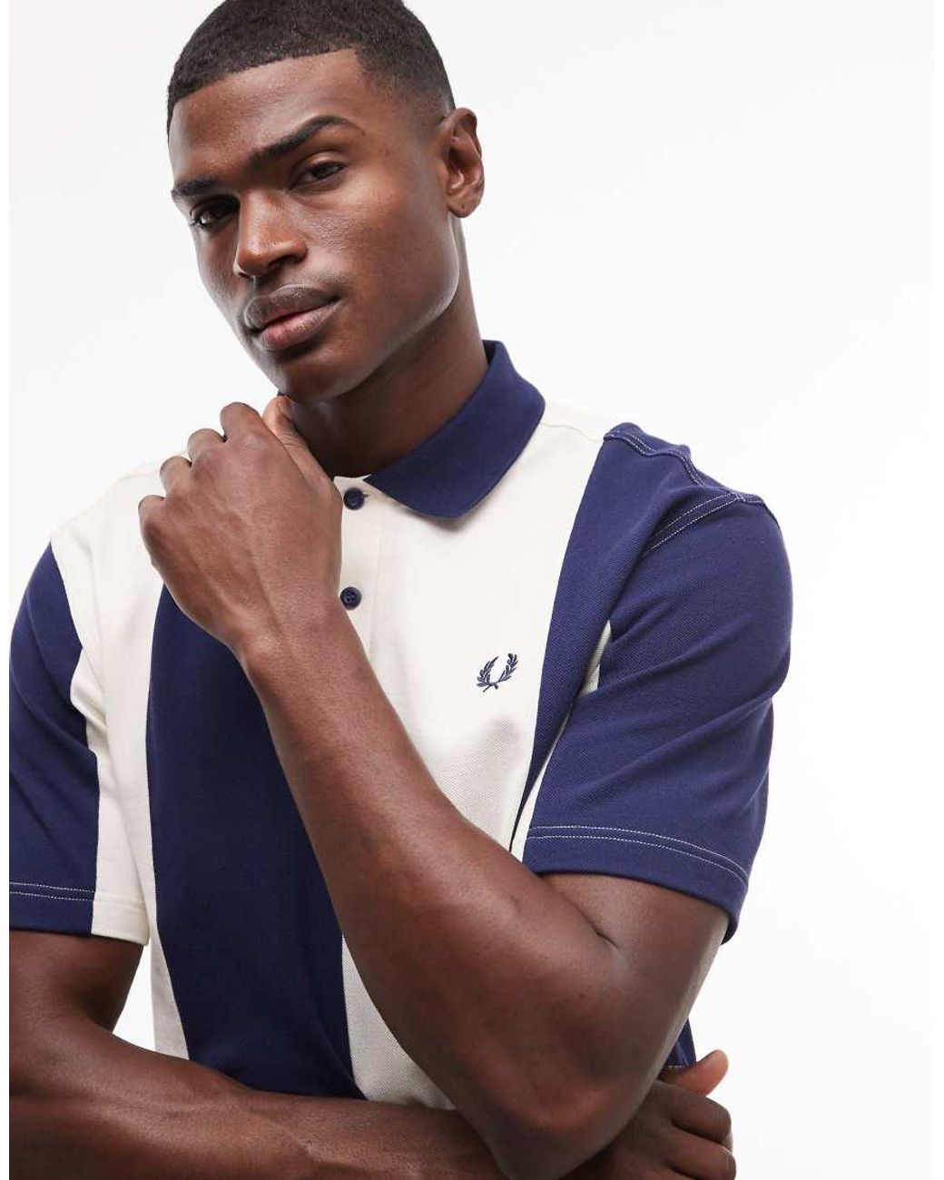 Fred Perry Blue Stripe Panel Polo Shirt for men