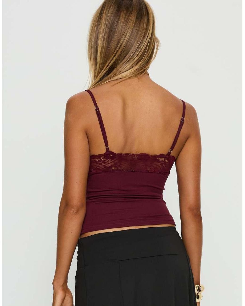 Princess Polly Red Rhiara All Over Lace Detail Cami Top
