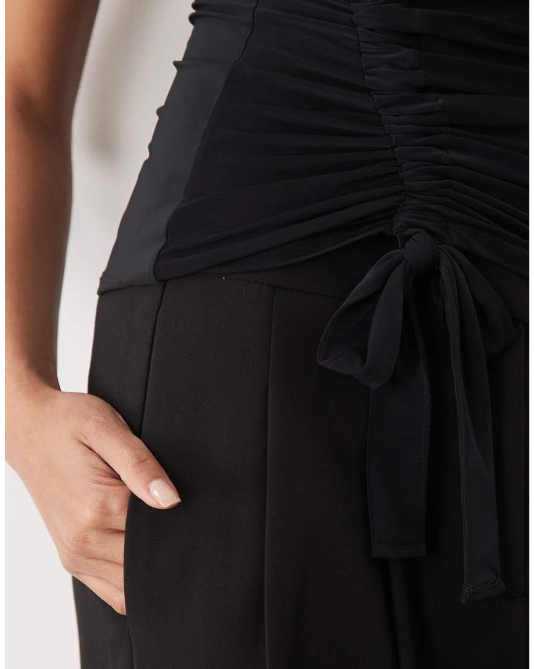 ASOS Black Slinky Ruched Halter Top