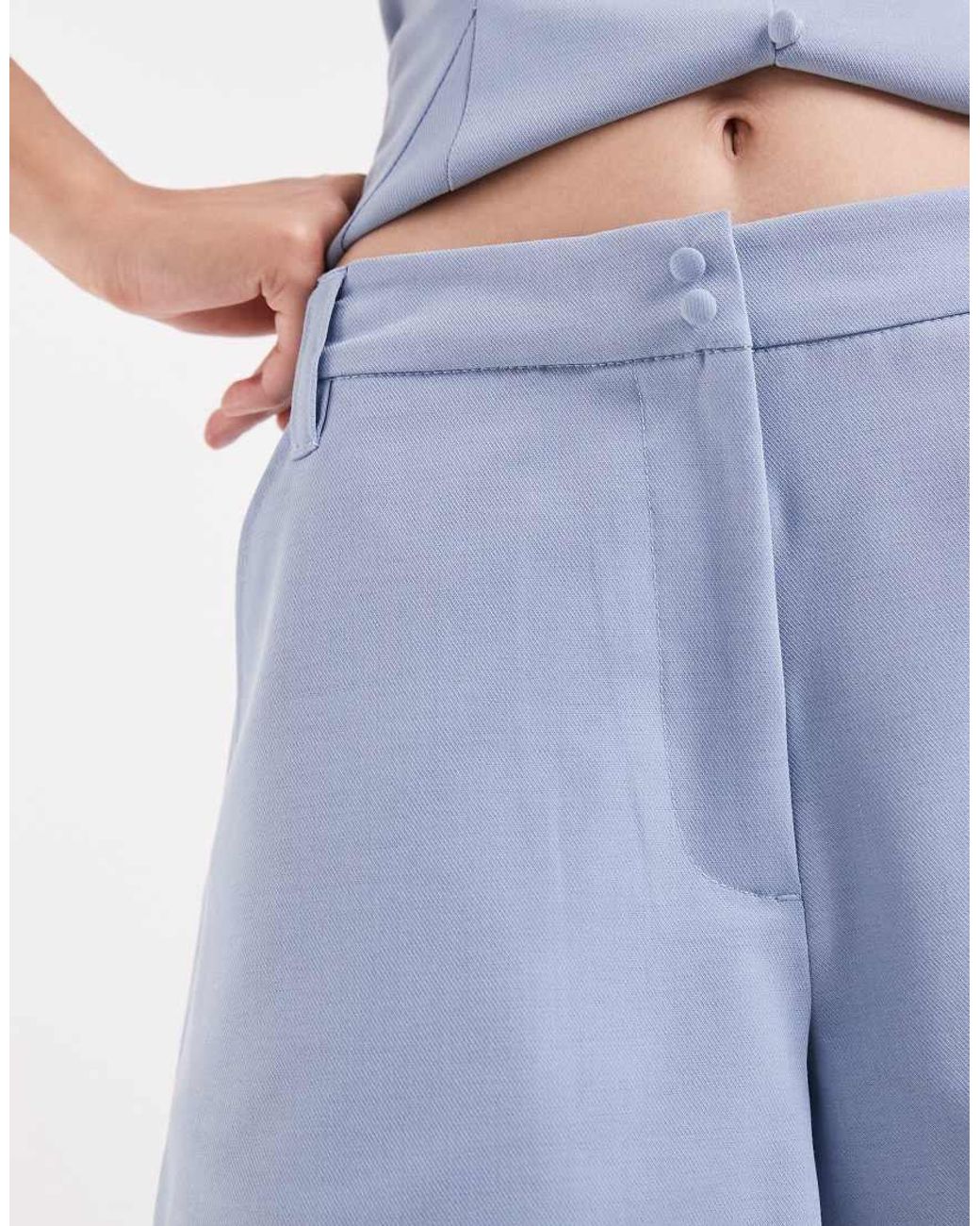 ASOS Blue Tailored Micro Shorts With Buttons