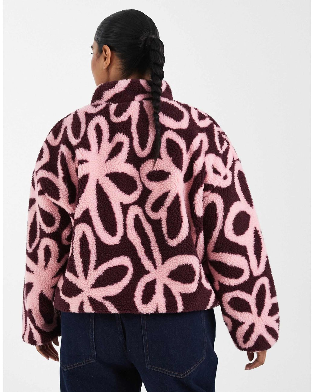 ONLY Red Button Down Borg Fleece