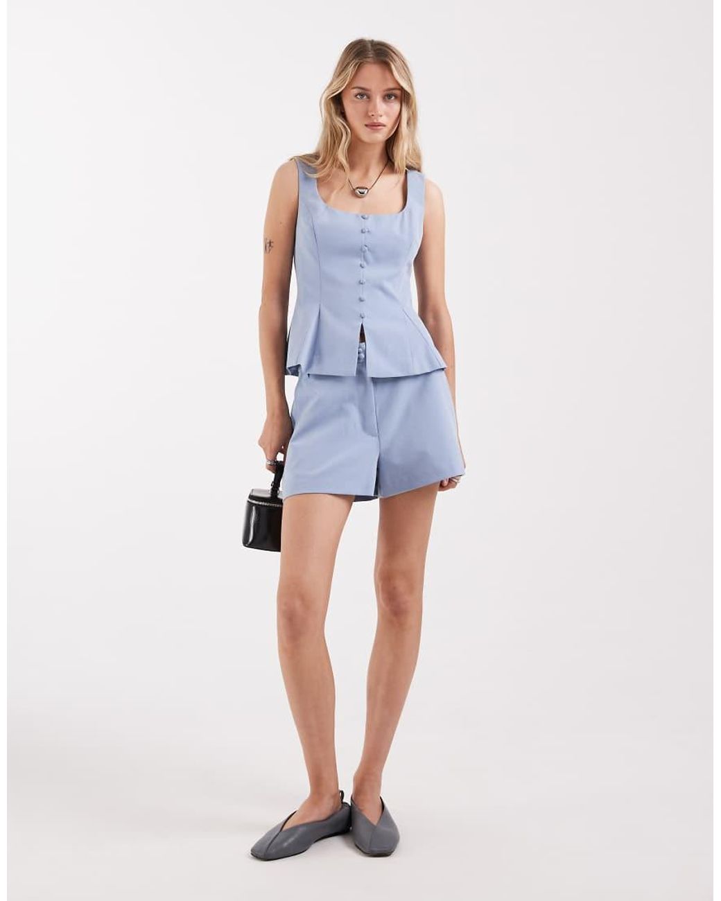 ASOS Blue Tailored Peplum Waistcoat