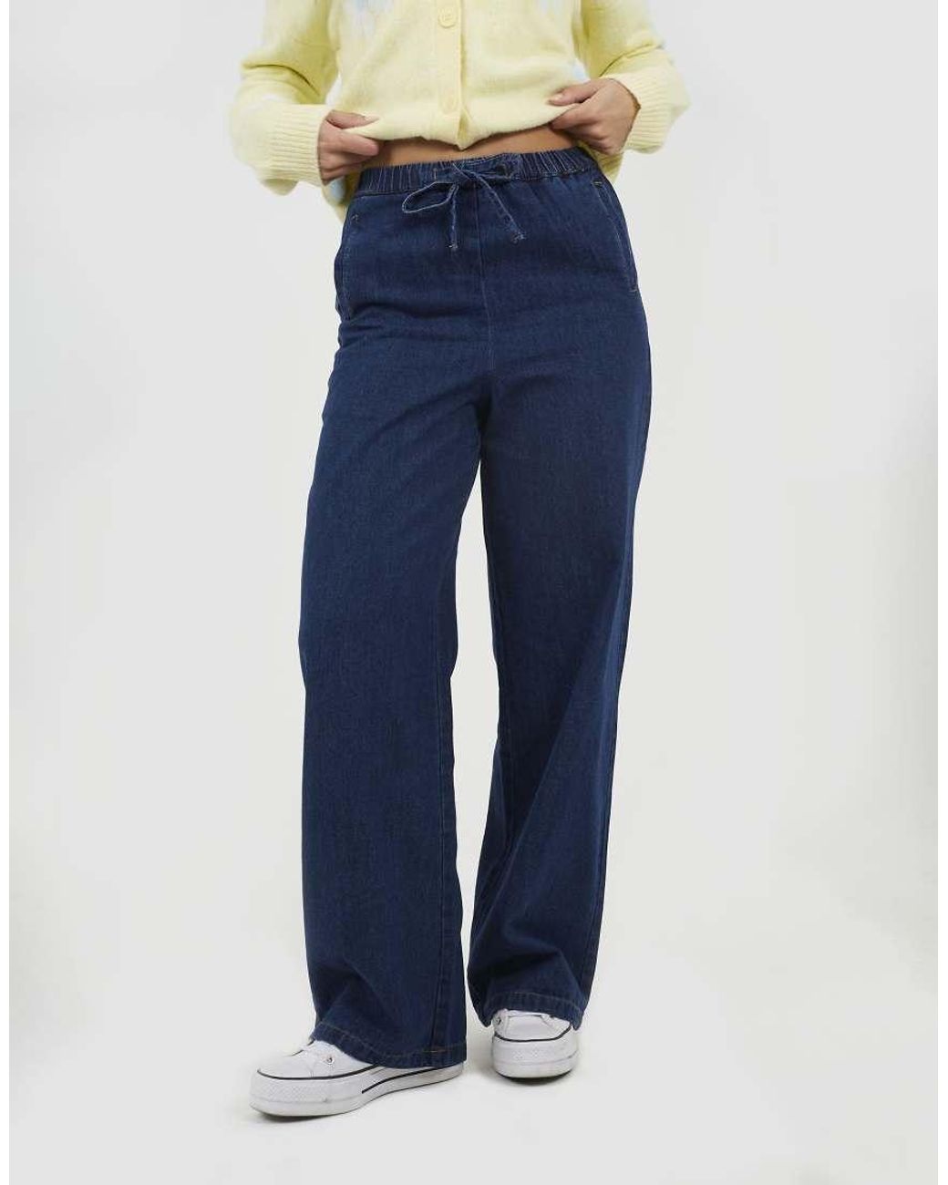 Brave Soul Blue Elasticated Waist Straight Leg Jean