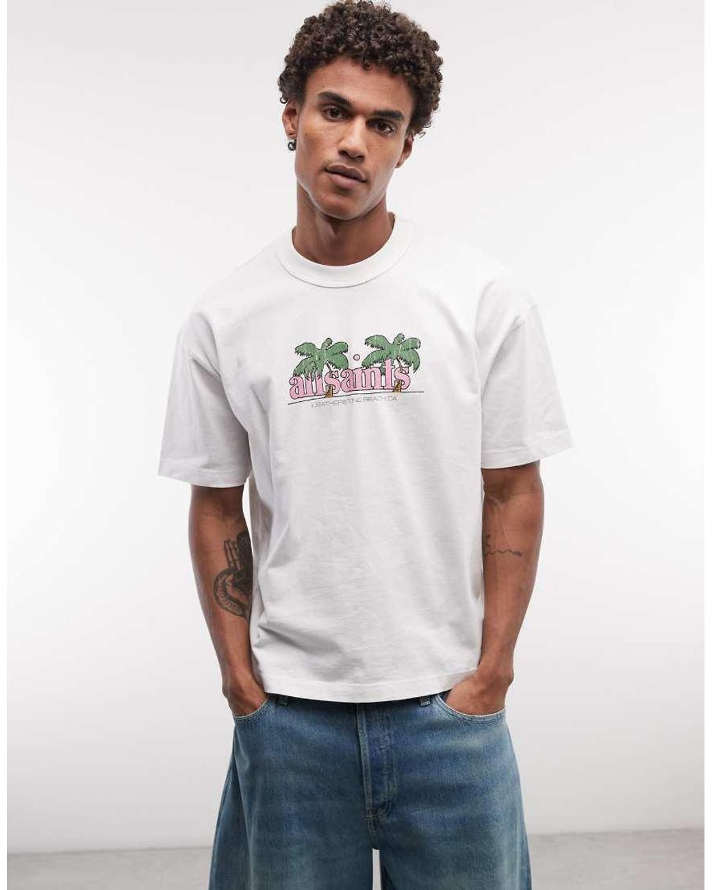 AllSaints White Troppo Short Sleeve Graphic Logo T-shirt for men