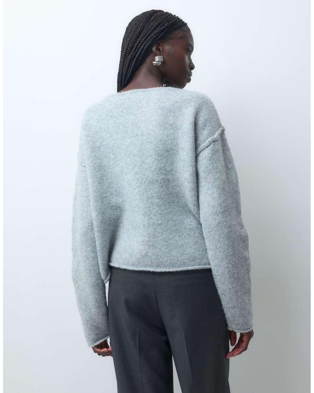 Miss Selfridge Gray Embellished Slouchy Jumper