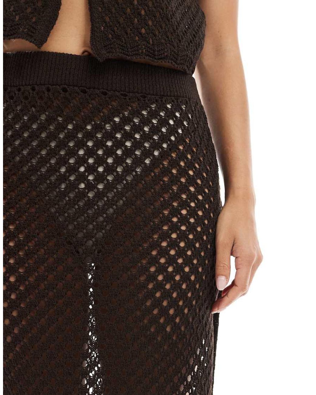 Miss Selfridge Brown Knitted Tie Waist Maxi Skirt Beach Co Ord