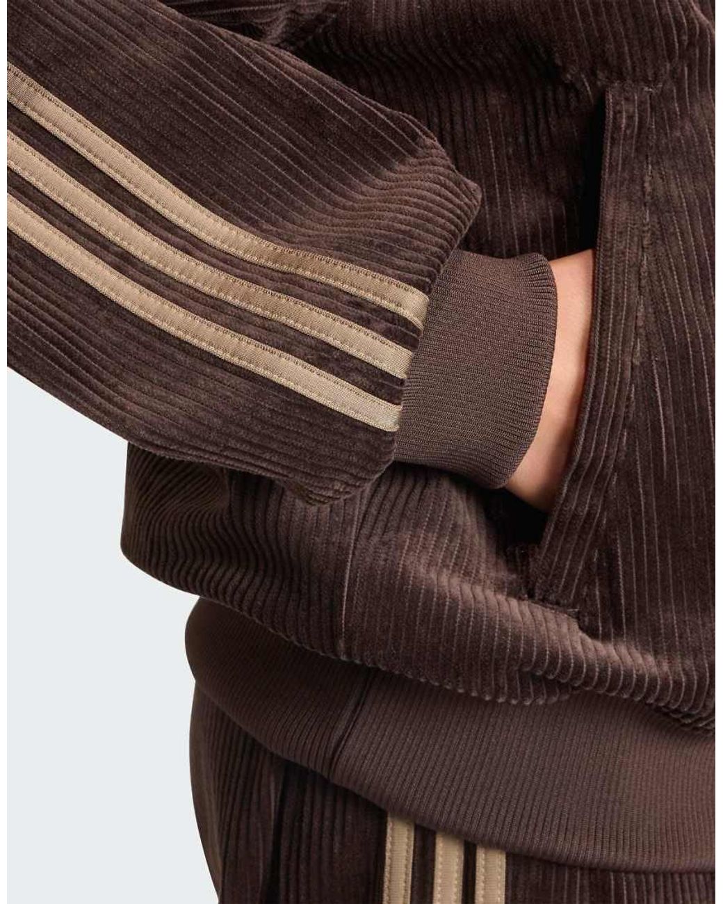 Adidas Originals Brown Corduroy Three Stripes Oversized Track Top