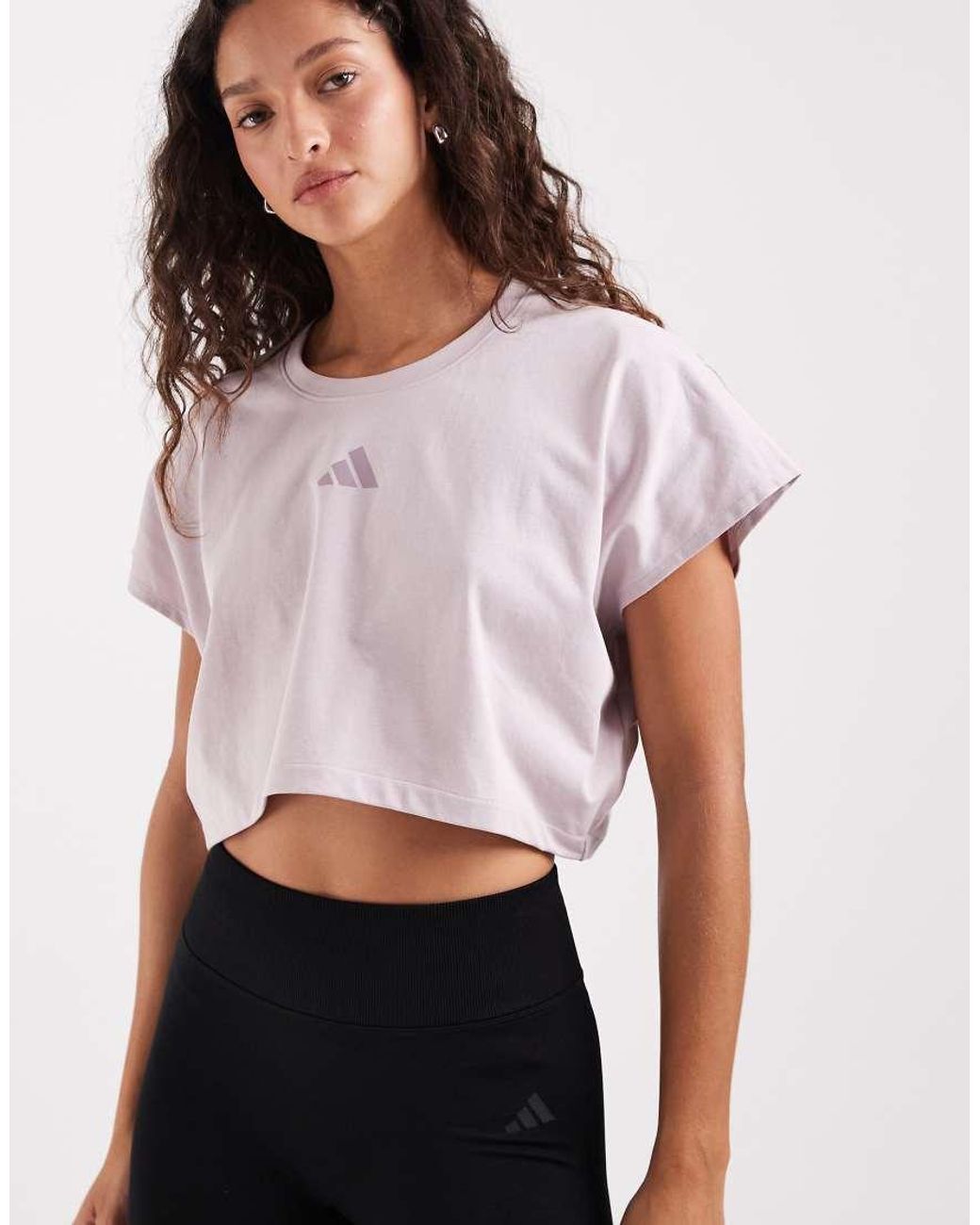 Adidas Originals White Power Workout Cropped Boxy 3-Stripes Tank