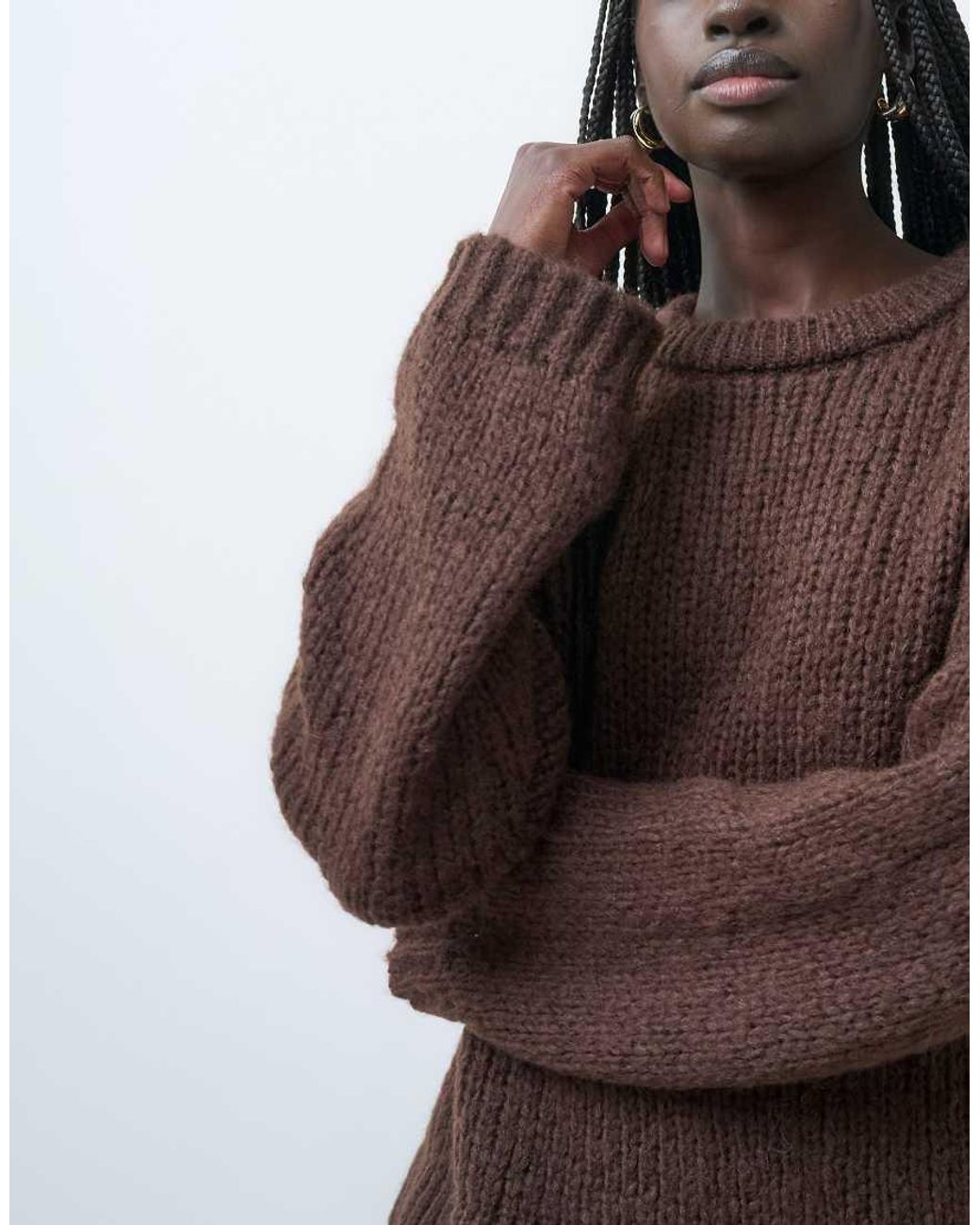 Pieces Brown Chunky Knitted Jumper