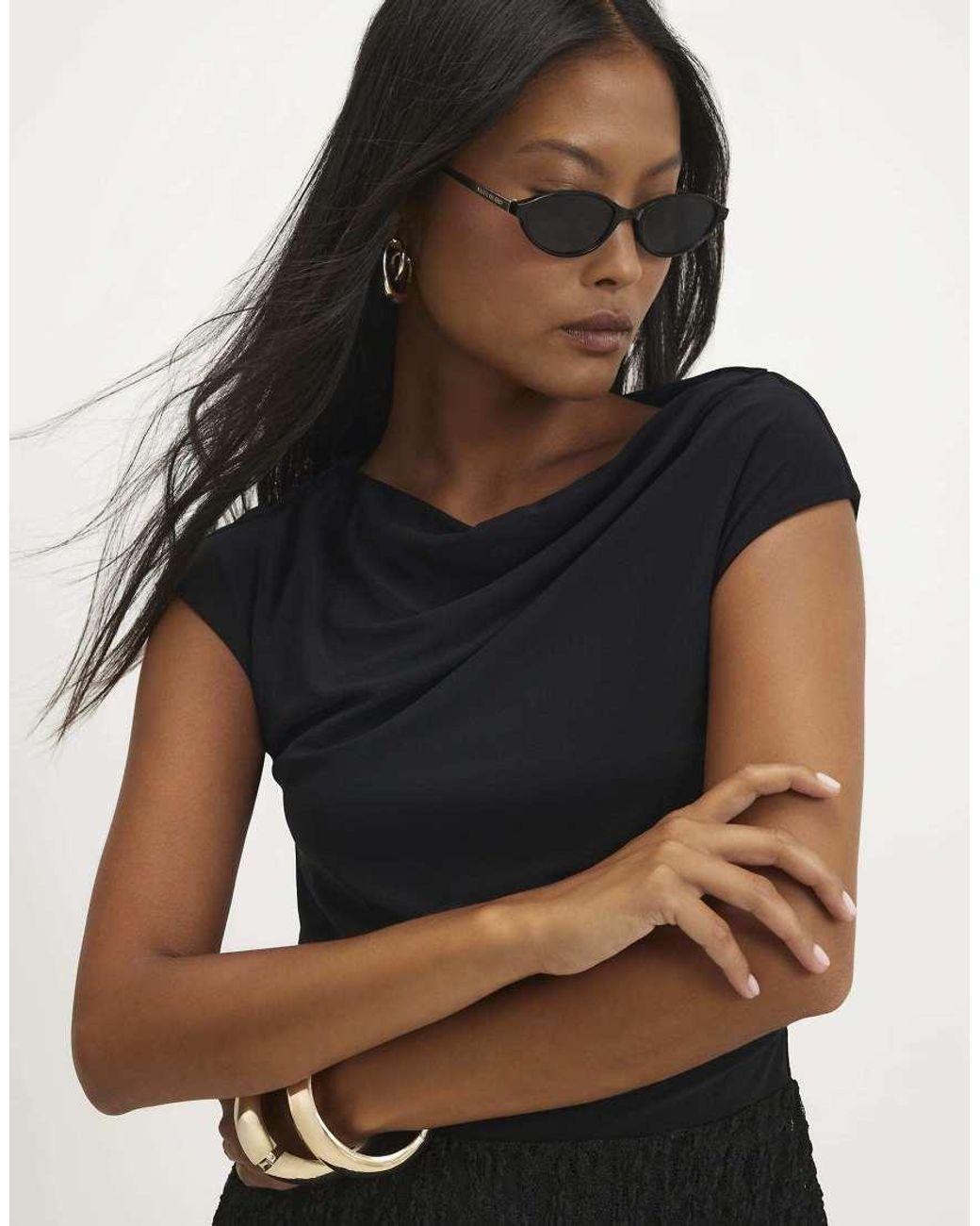 River Island Black Lace Hybrid Drape Dress