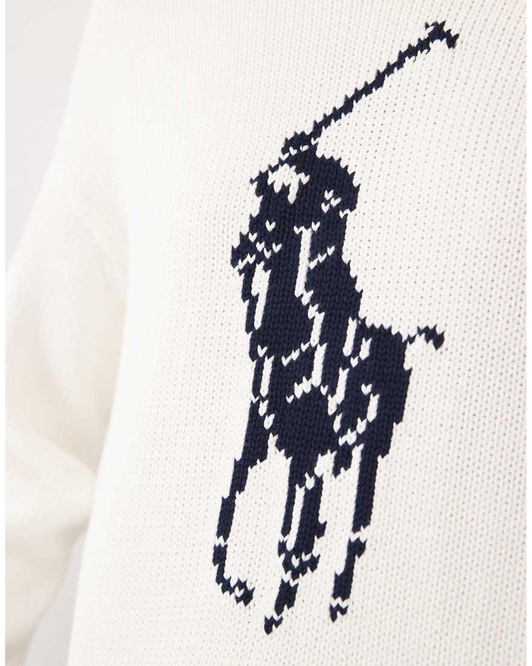 Polo Ralph Lauren White Large Icon Logo Cotton Knit Jumper