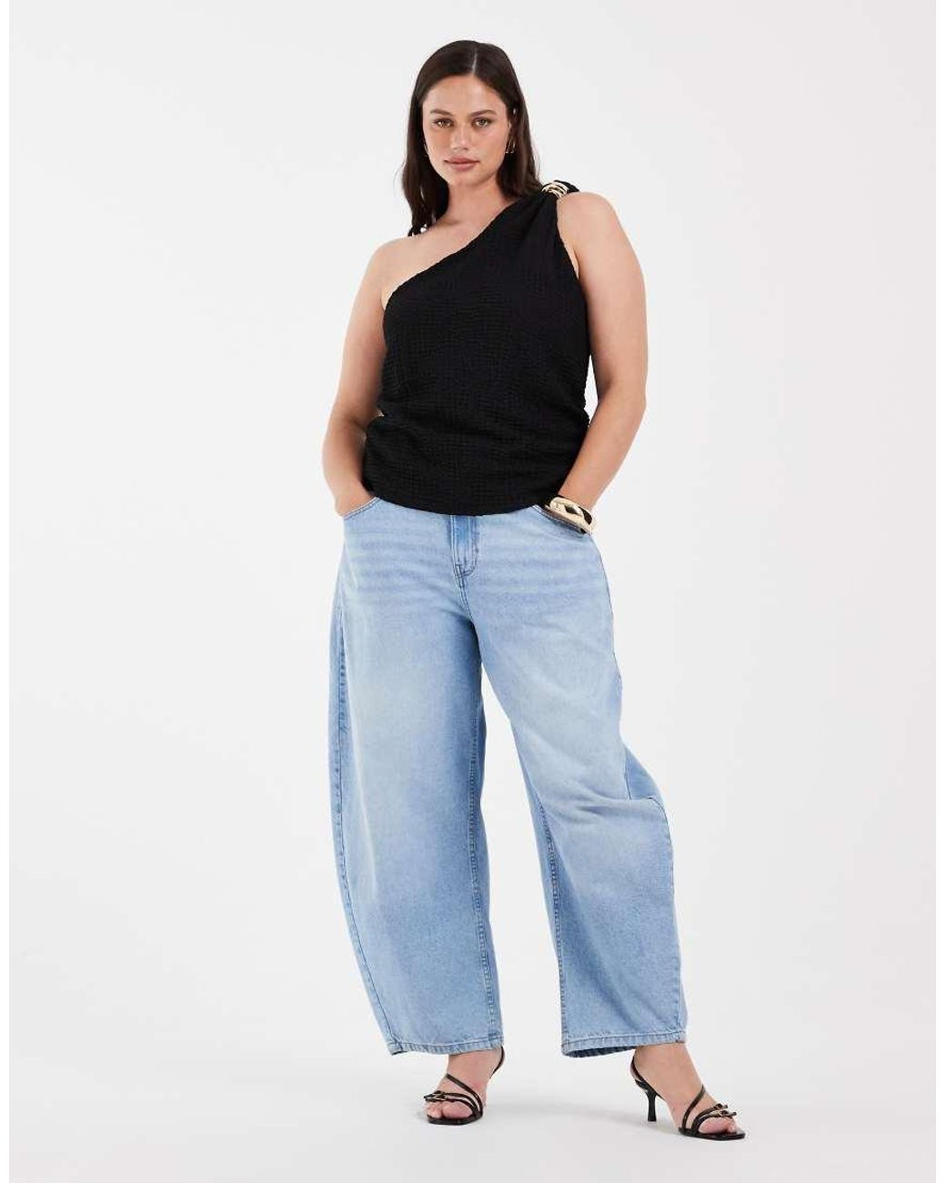 ONLY Black Assymetric Crinkled Textured Top