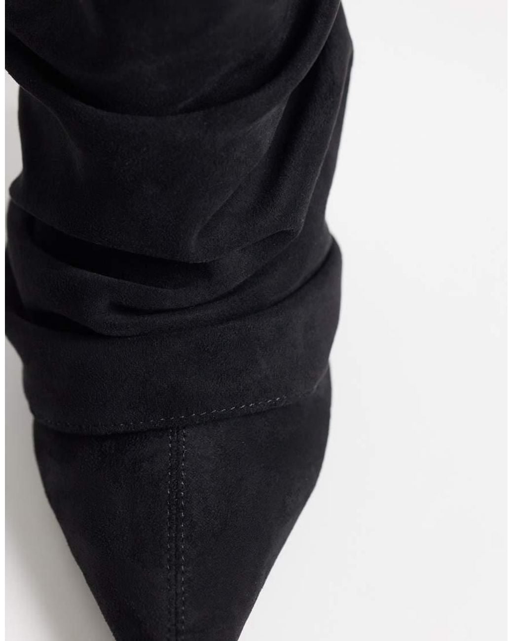 SIMMI Black Simmi London Wide Fit Sansa Fold Over Ruched Heeled Boots With Horsebit Detail
