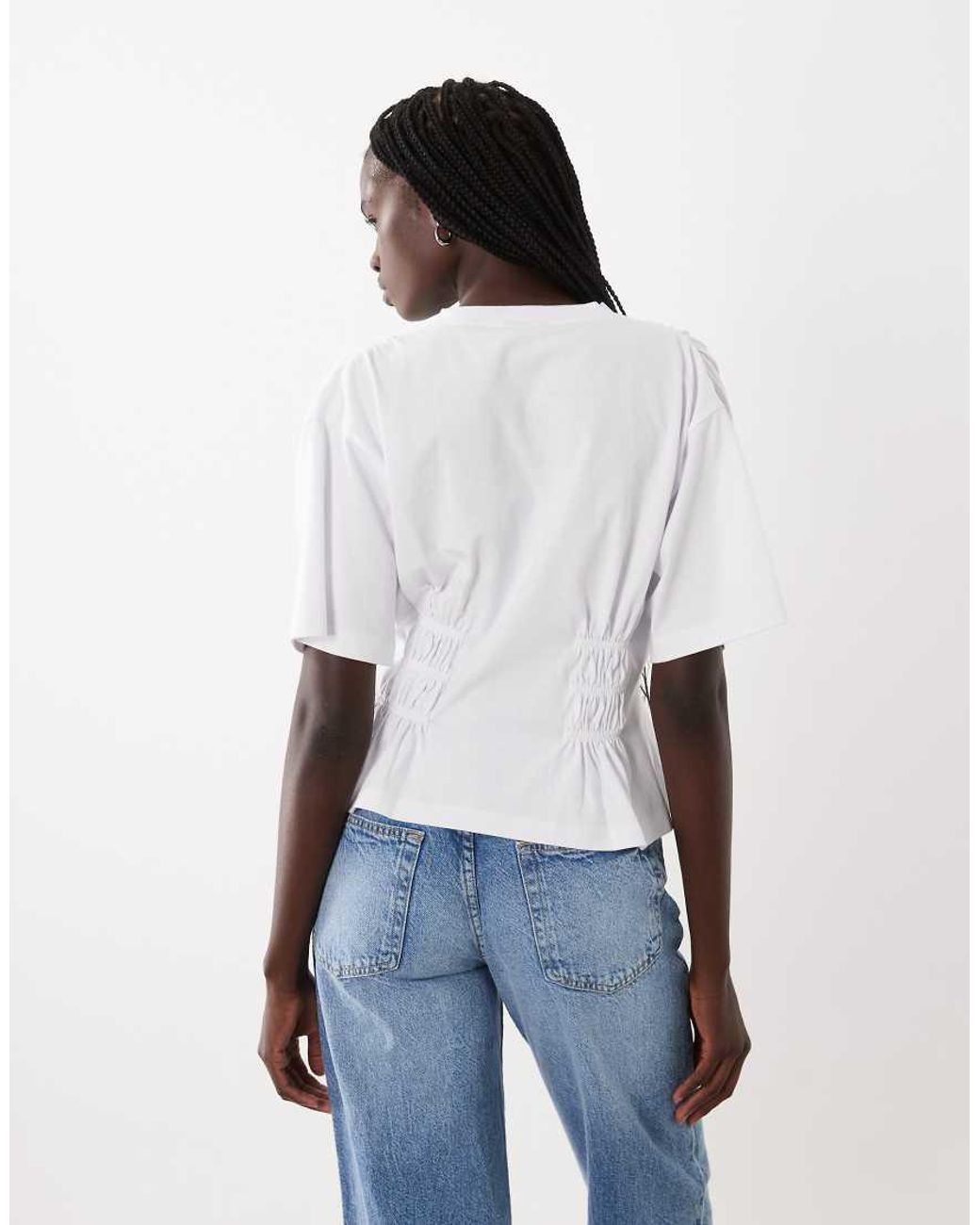 ASOS White Sheared Waist Dropped Should T-shirt