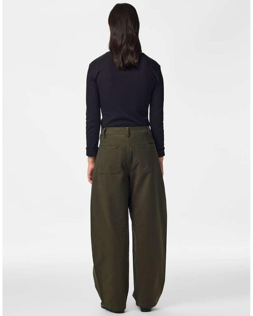 Pieces Black Rikke Jersey Barrel Fit Stretch Trousers