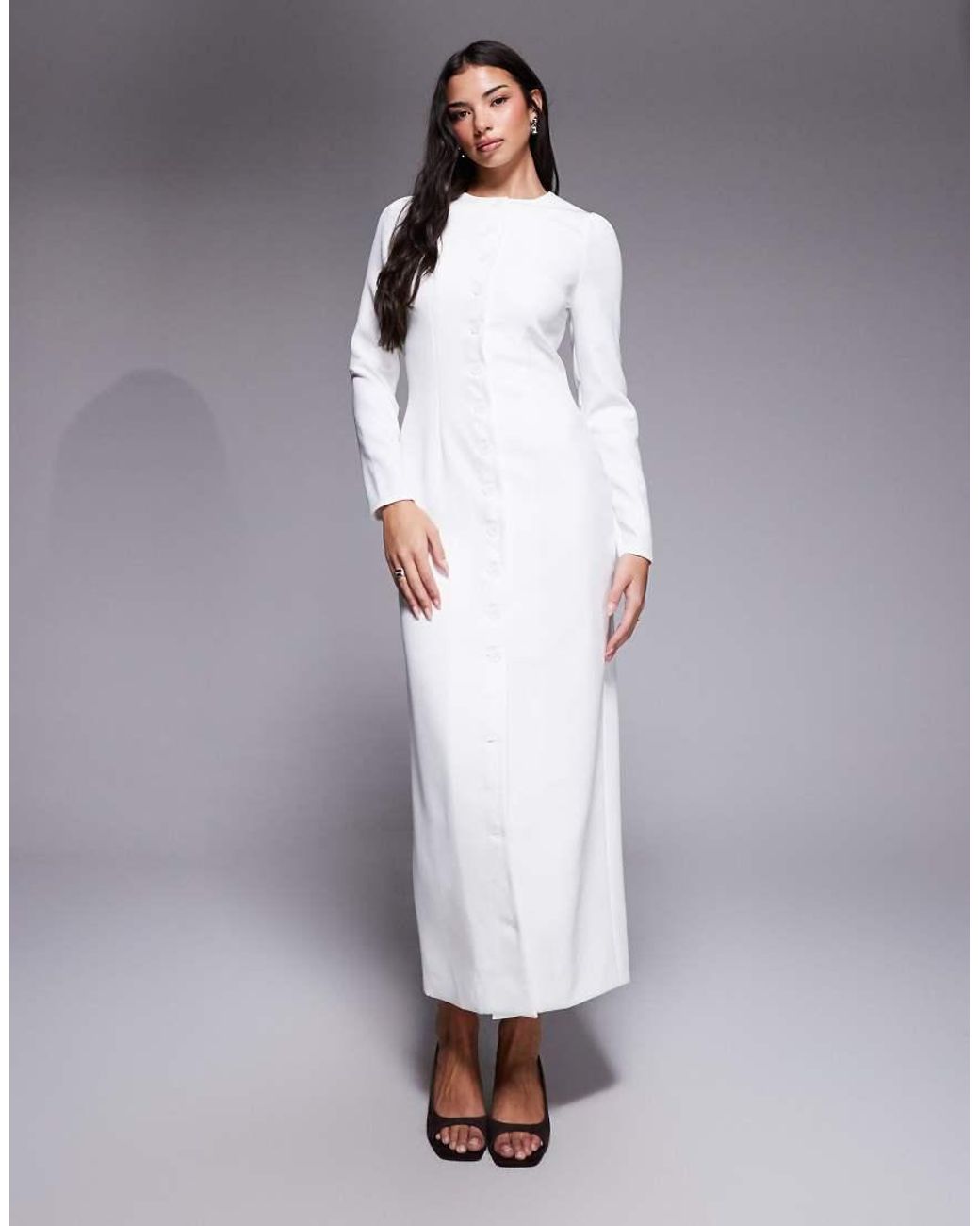 Kaiia Purple Exclusive Tailored Long Sleeve Button Up Maxi Dress