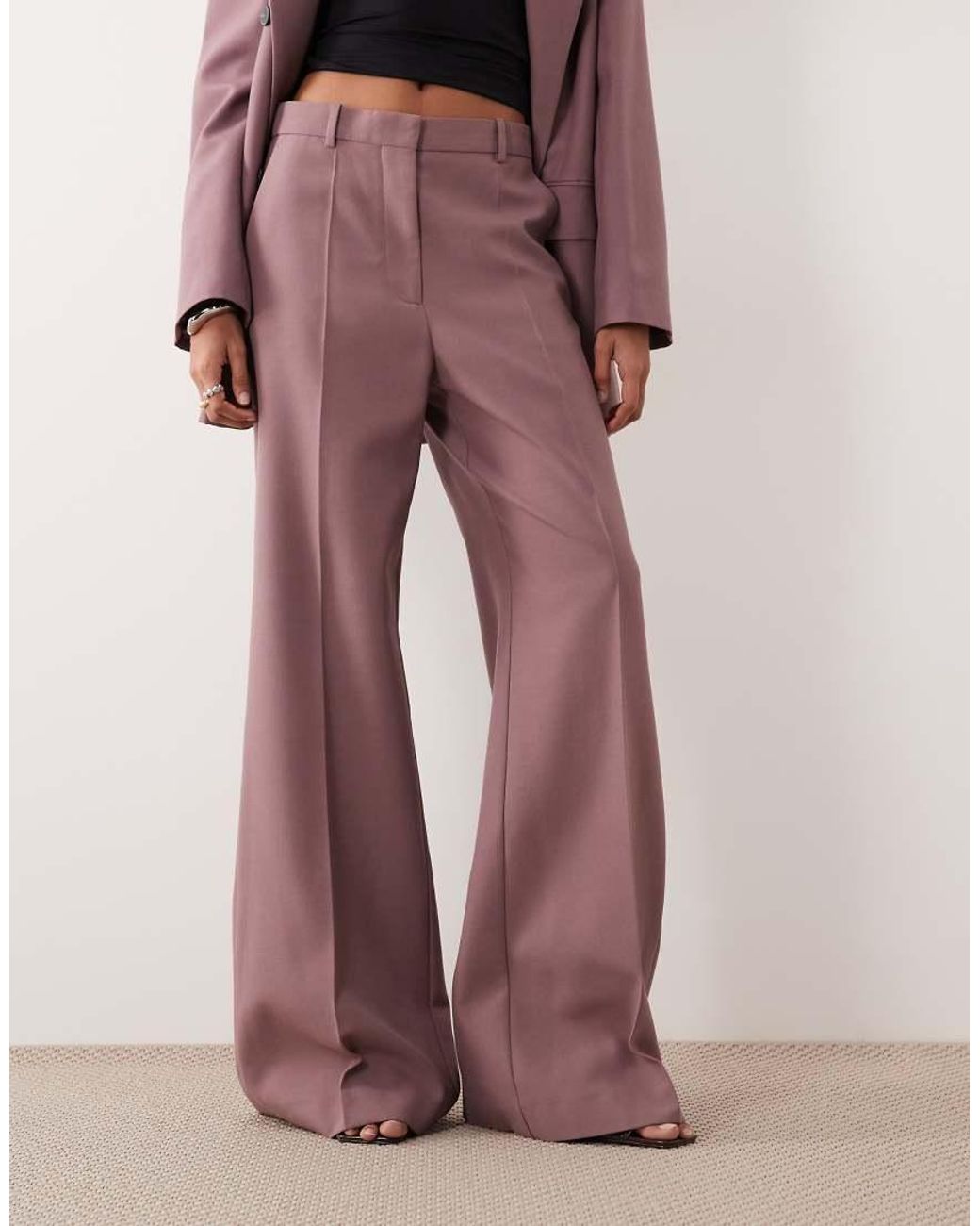Mango Pink Bangkok Wool Mix Tailored Flared Trouser Co-ord