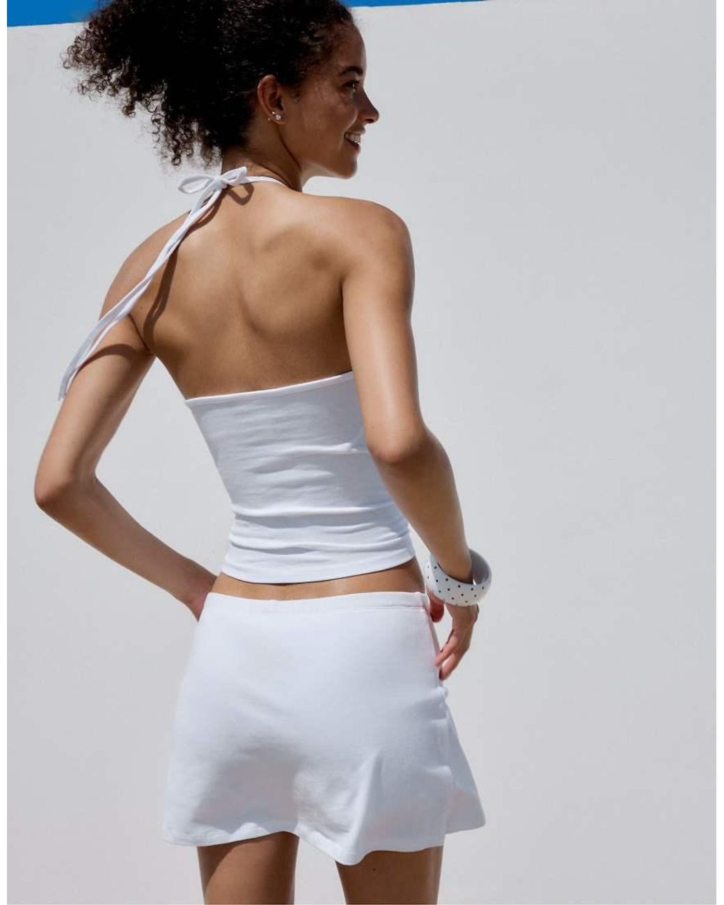 Stradivarius White Mini Skort