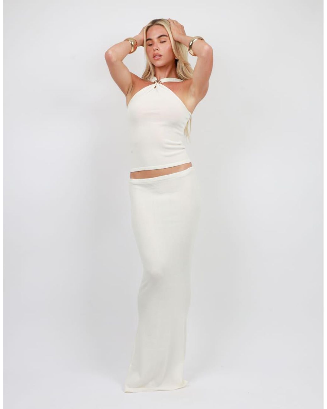 SIMMI White Knit Maxi Skirt