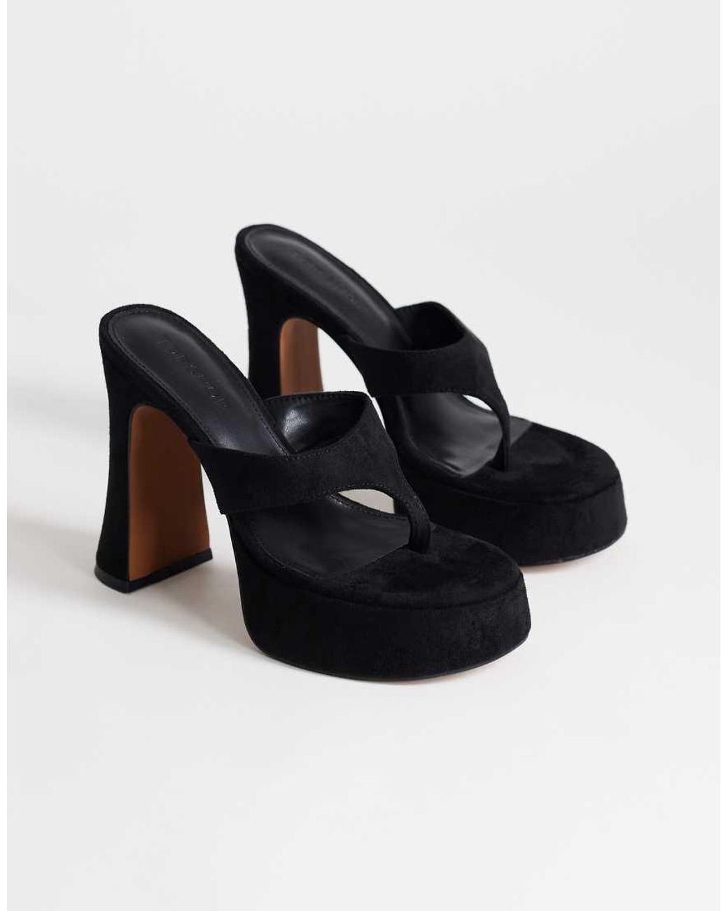 TOPSHOP Black Nima Platform High Heeled Toe Thong Sandal