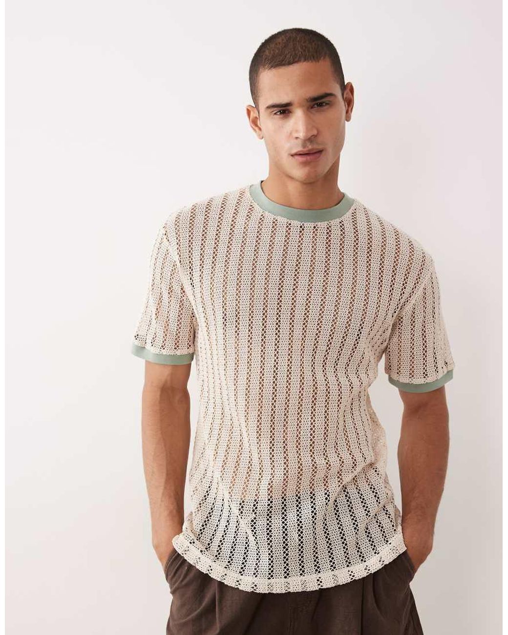 ASOS Brown Relaxed Ringer T-shirt for men