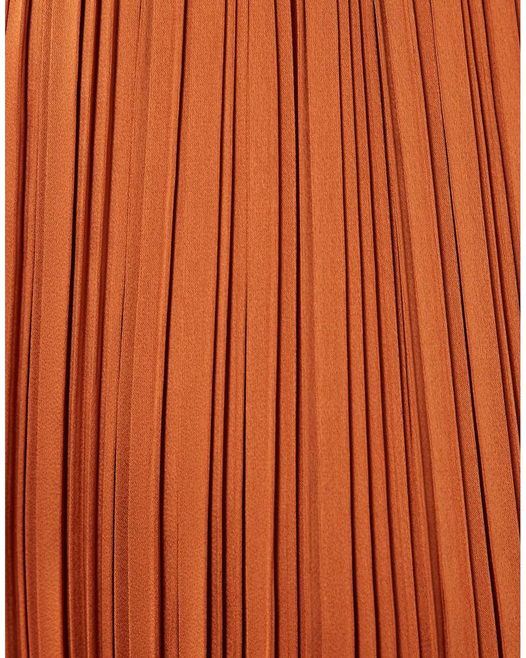 Aria Cove Orange Plisse Frill Waist Detail Maxi Skirt