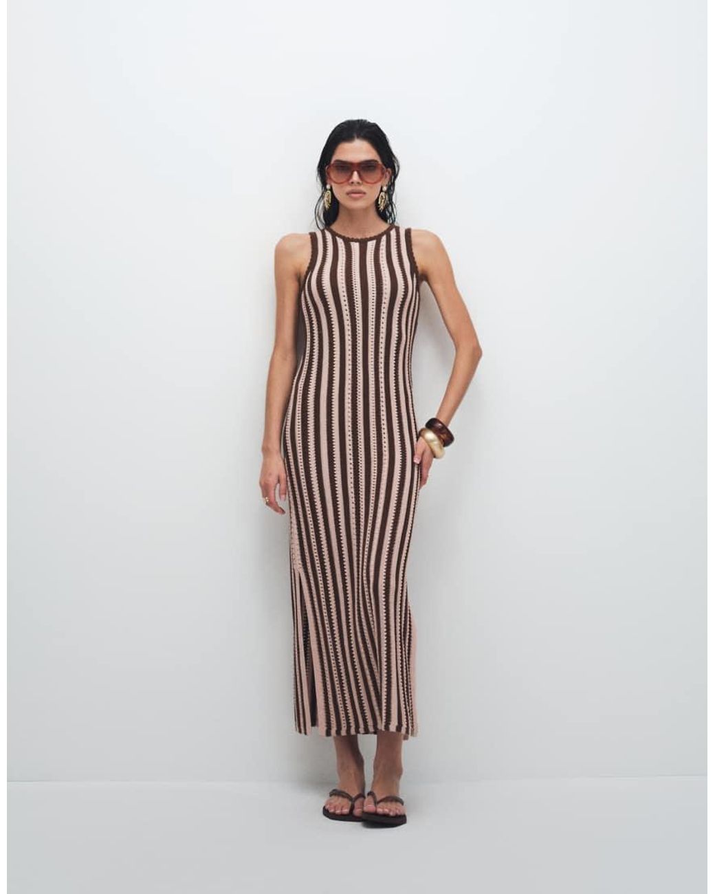 New Look Red Knitted Stripe Maxi Dress