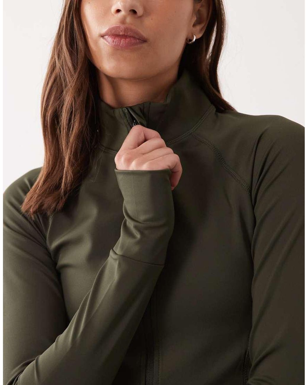 4505 Green Icon Active Zip Up Sculpting Long Sleeve Jacket With Zip Pockets