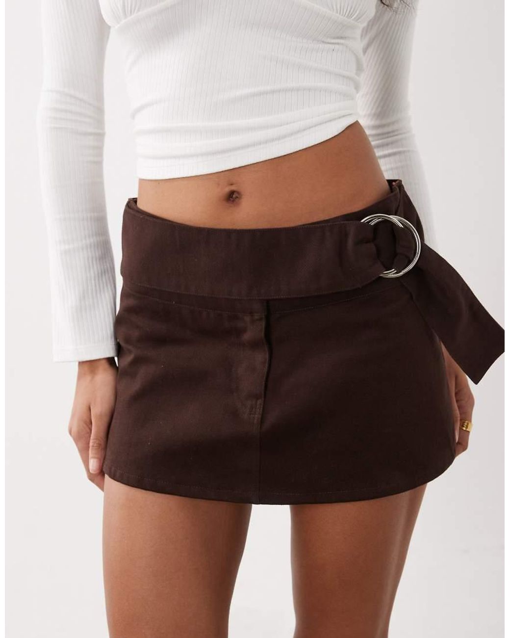 Motel White Litasa Buckle Belt Mini Skirt