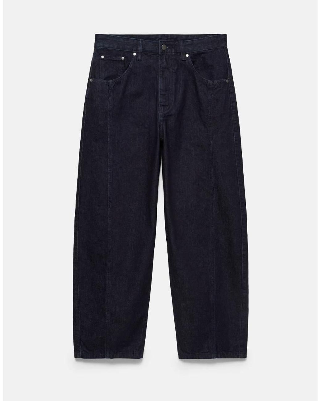 Pull&Bear Black Front Seam Barrel Jeans for men