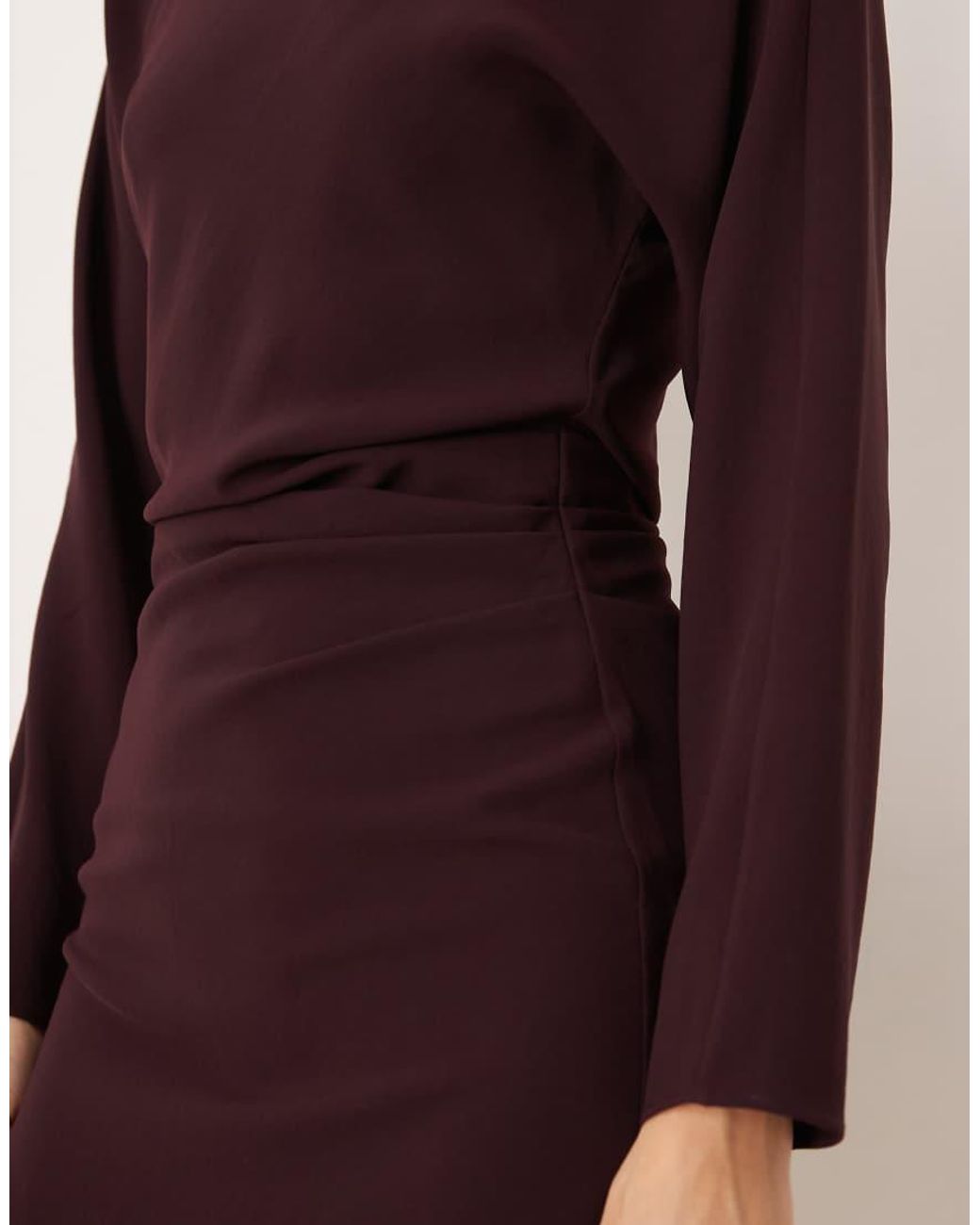 Mango Purple Ruched Side Long Sleeve Mini Dress